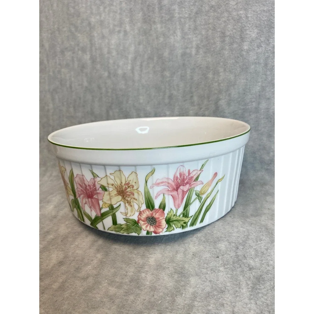 Vintage Stafford Jade Lily Fine Porcelain Souffle‎ Casserole 9